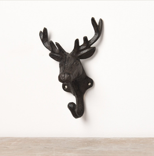 Stag Head Single Cast Iron Hook