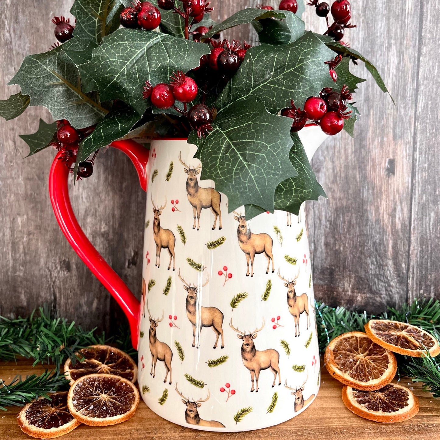 Large Christmas Stag Jug Close Up