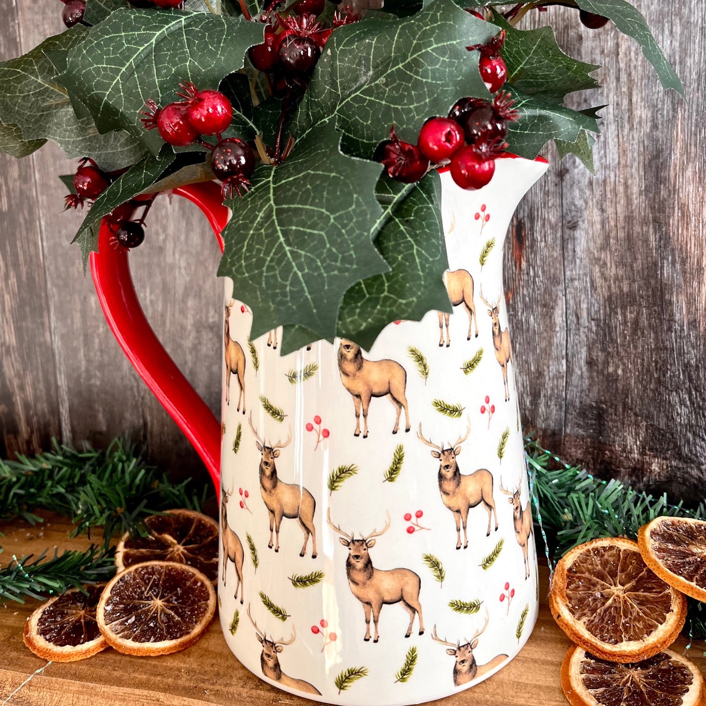 Large Christmas Stag Jug Close up of Pattern