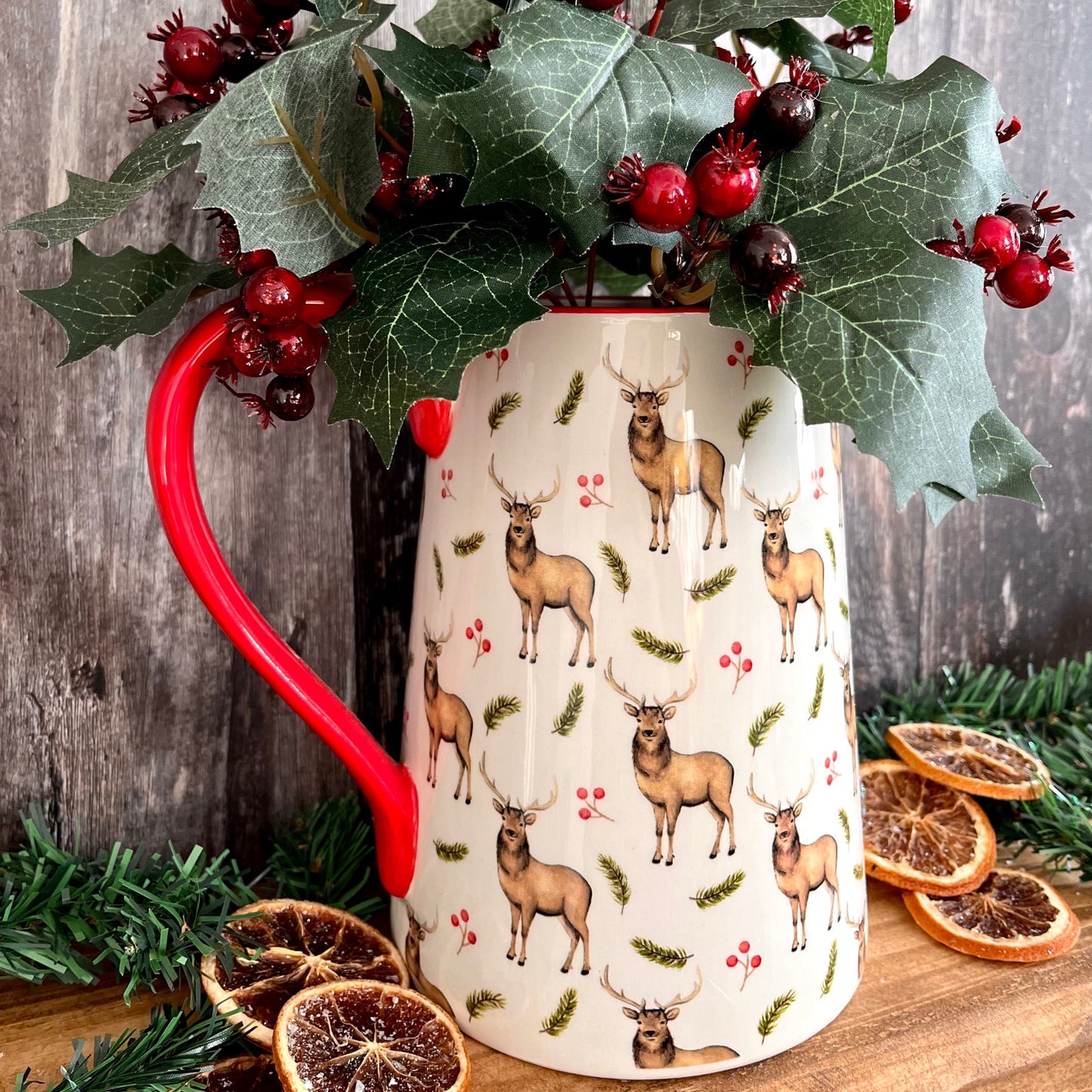 Large Christmas Stag Jug Handle & Side View