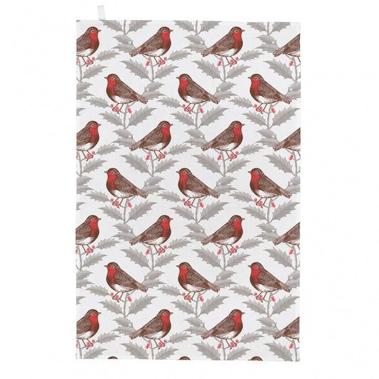 Robin Cotton Tea Towel - Christmas Kitchen Decor