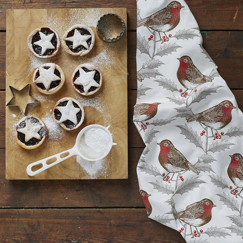 Robin Cotton Tea Towel - Christmas Kitchen Decor