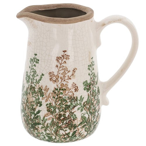 Ceramic Green Wildflower Jug Vase