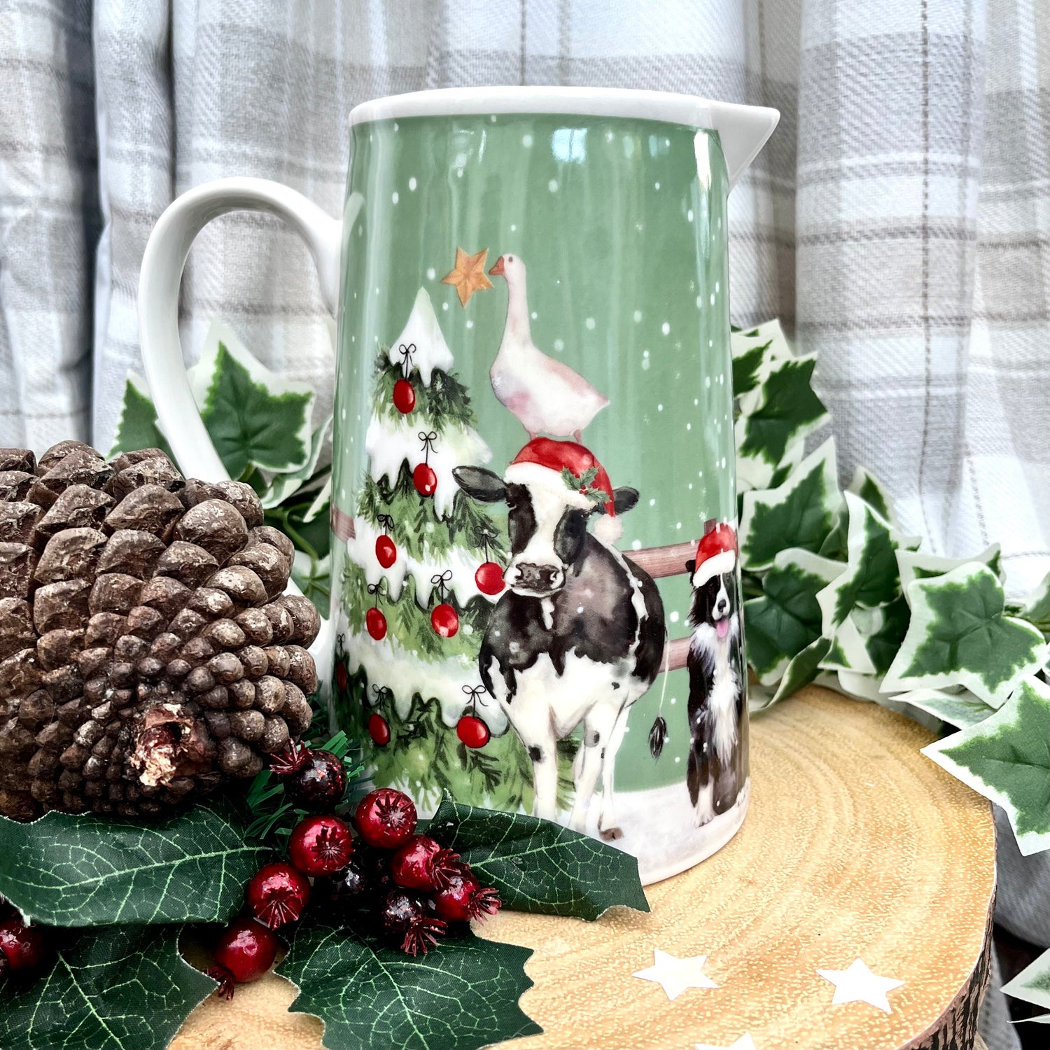 Large Ceramic Christmas Farm Jug