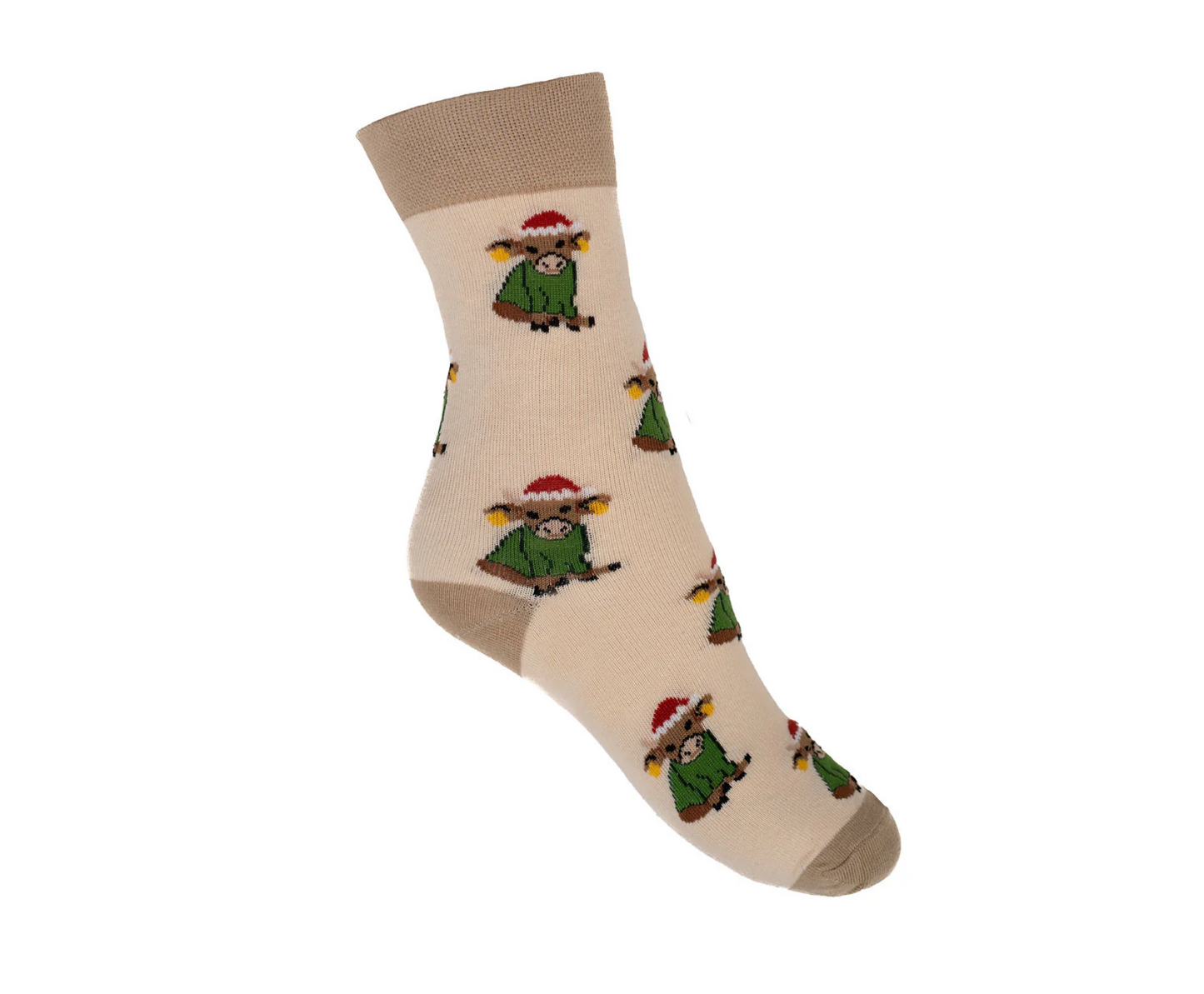 Christmas Highland Cow Crew Socks