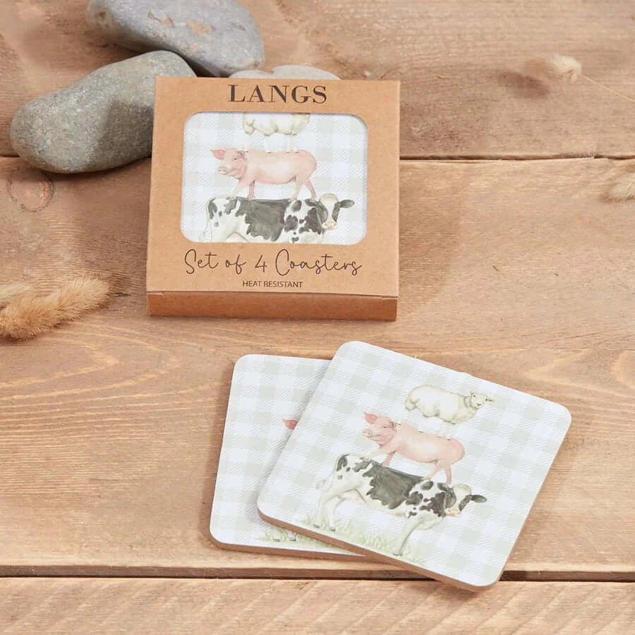 Farm Animal Coaster Set | Farmhouse Dining