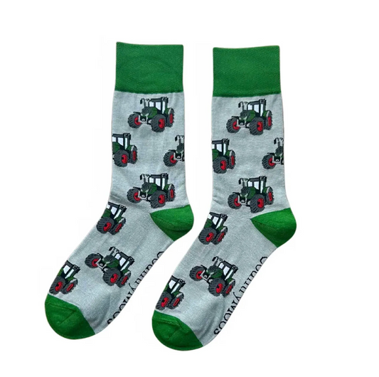 Green Tractor Crew Socks