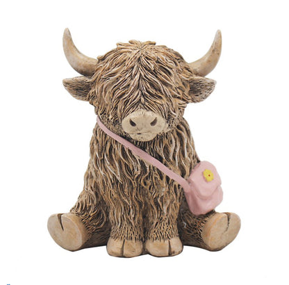 Highland Cow With Pink Handbag