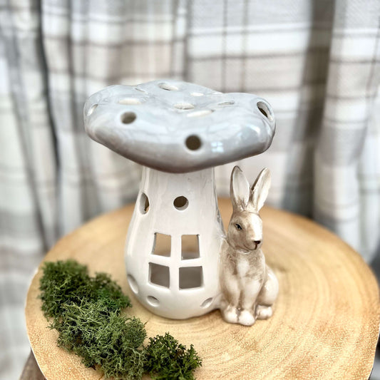 Hare and Toadstool Tea Light Candle Holder