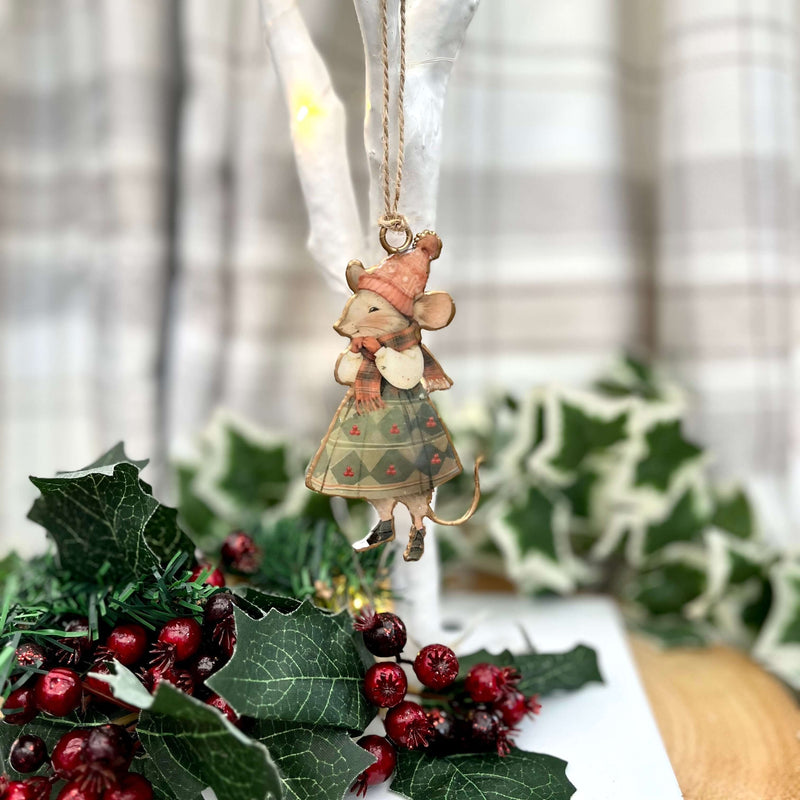 Festive Metal Mice Hangers