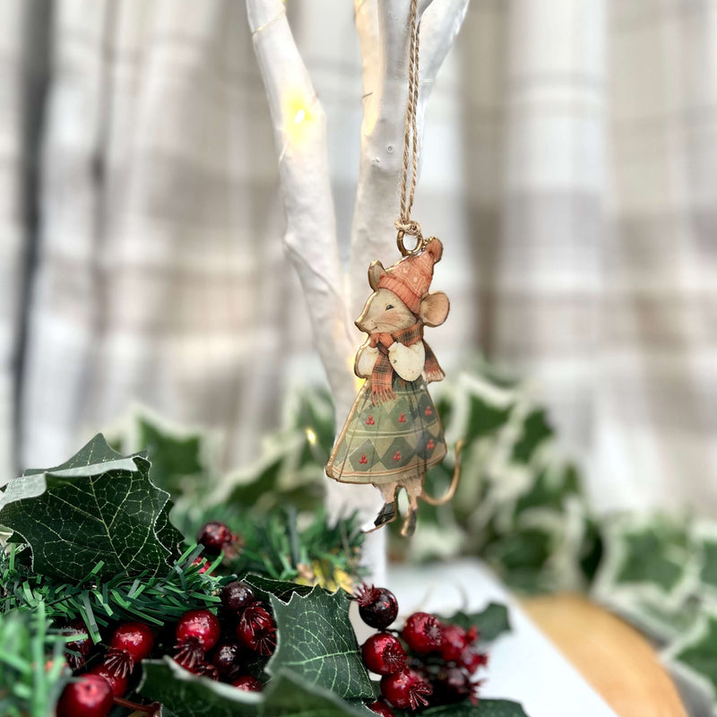 Festive Metal Mice Hangers