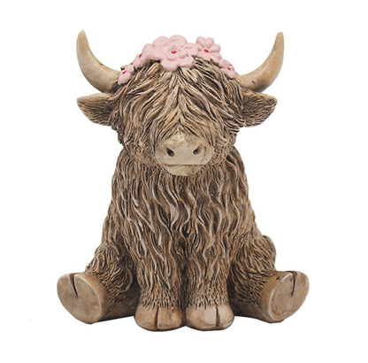 Highland Cow with Flower Headband