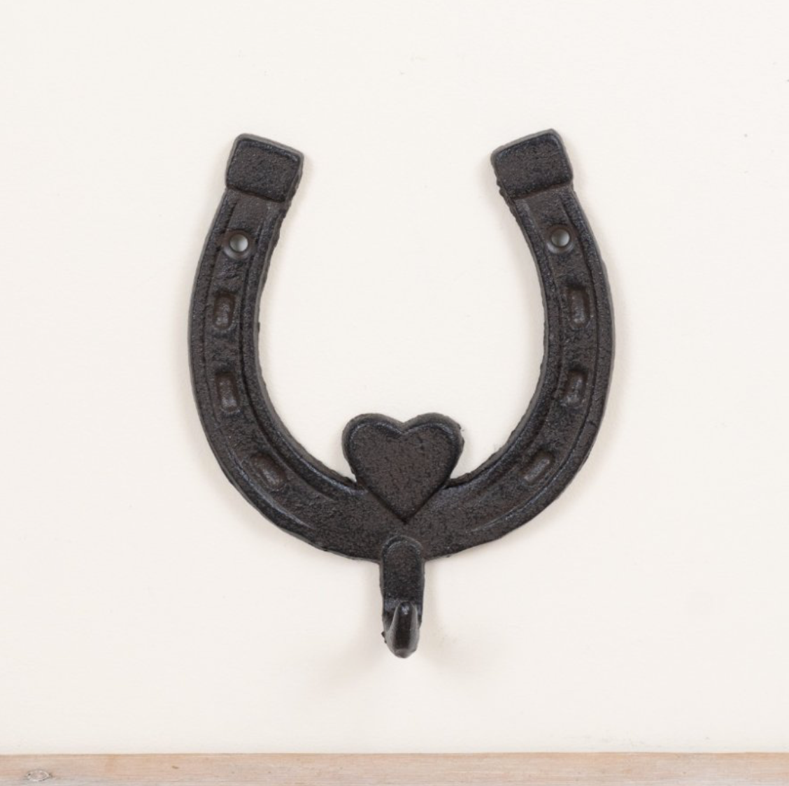 Cast Iron Horseshoe Wall Hook with Heart
