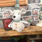 Fabric Mouse Shelf Sitter With Green Tartan Hat