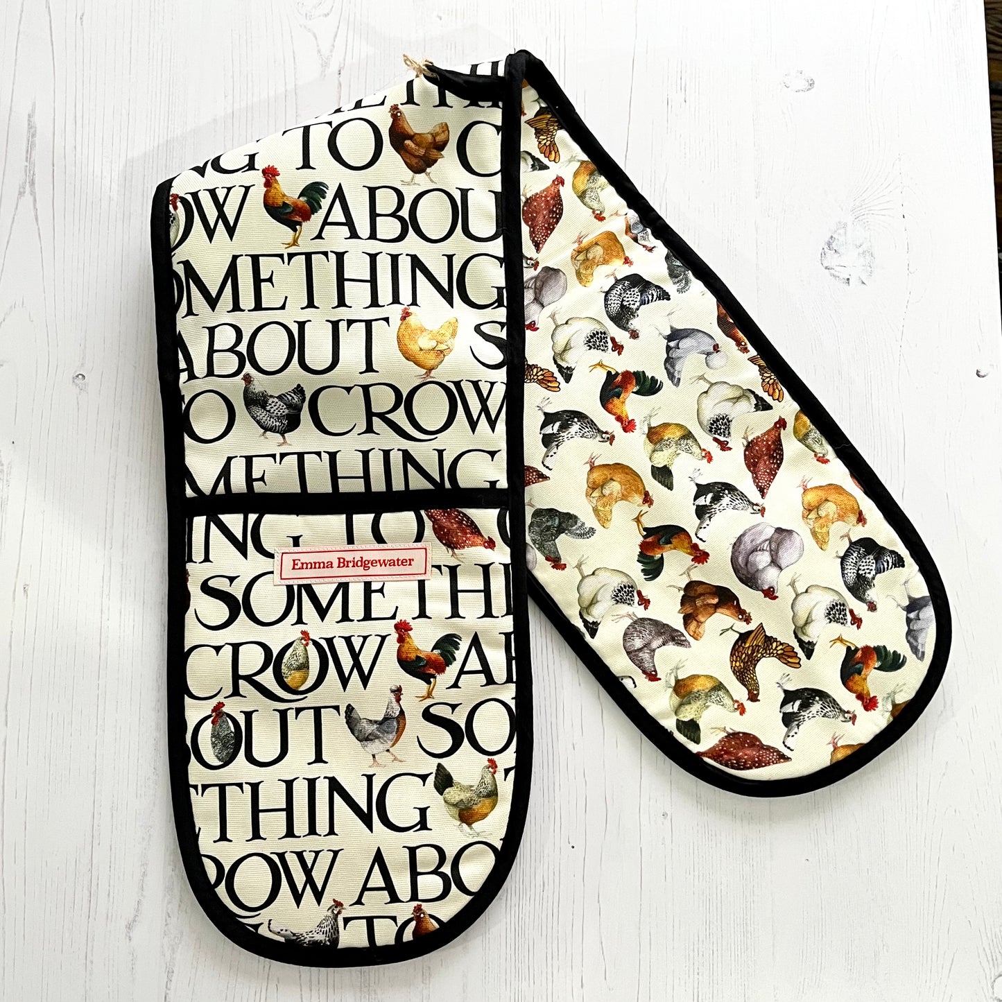 Emma Bridgewater Rise & Shine Double Oven Gloves – Chicken Print Kitchen Gloves, Farmhouse Cooking Accessories