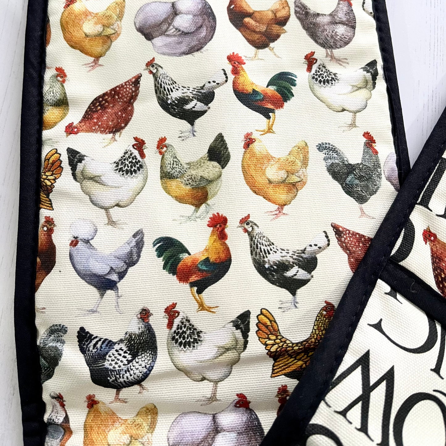 Emma Bridgewater Rise & Shine Double Oven Gloves – Chicken Print Kitchen Gloves, Farmhouse Cooking Accessories