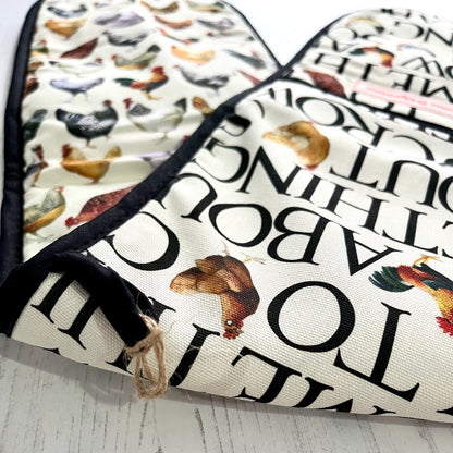 Emma Bridgewater Rise & Shine Double Oven Gloves – Chicken Print Kitchen Gloves, Farmhouse Cooking Accessories