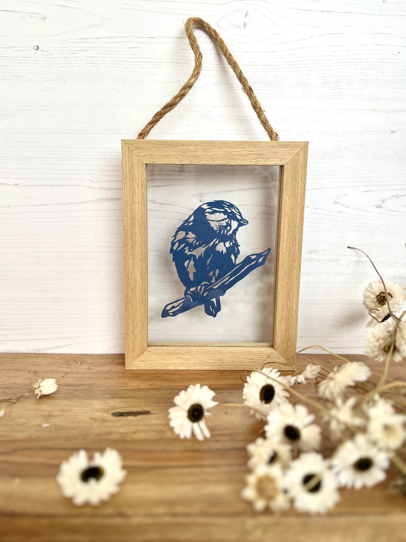 Blue Tit Framed Papercut Art