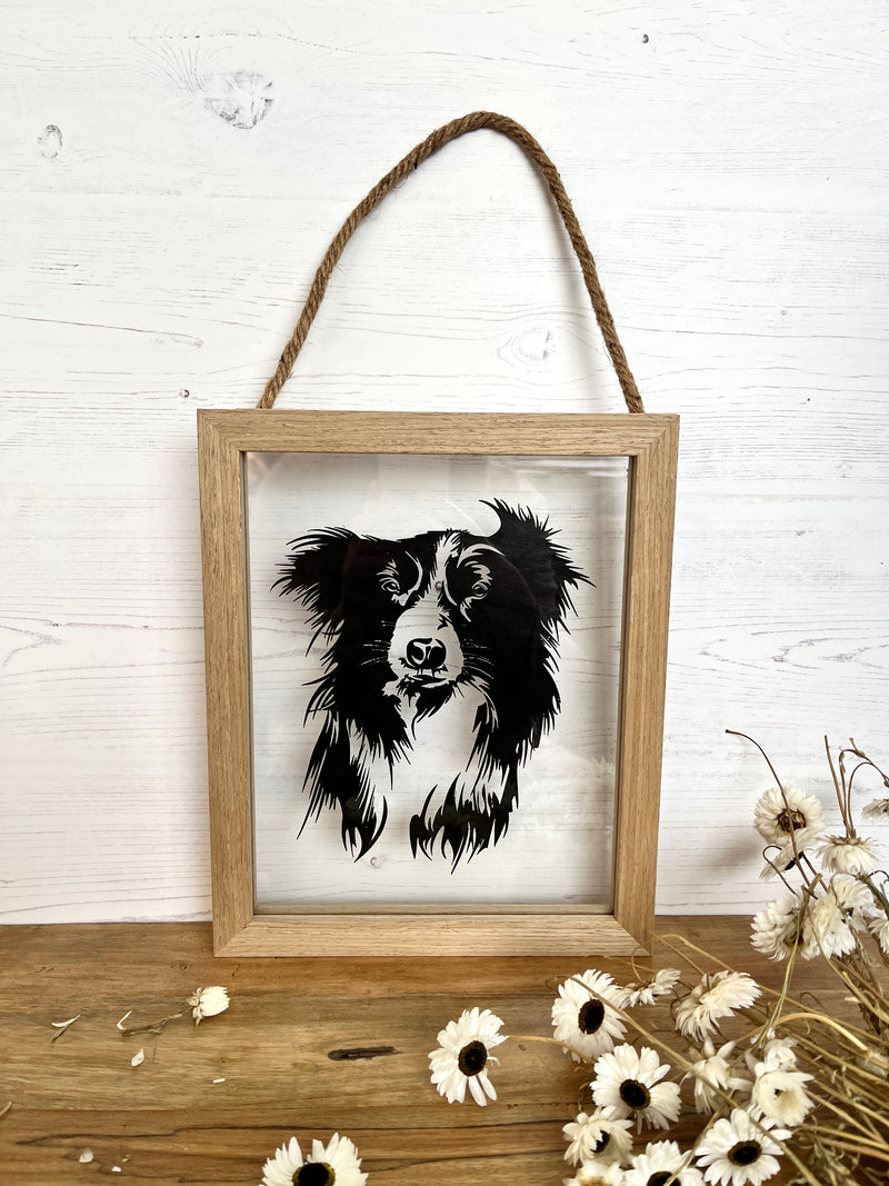 Border Collie Framed Papercut Art