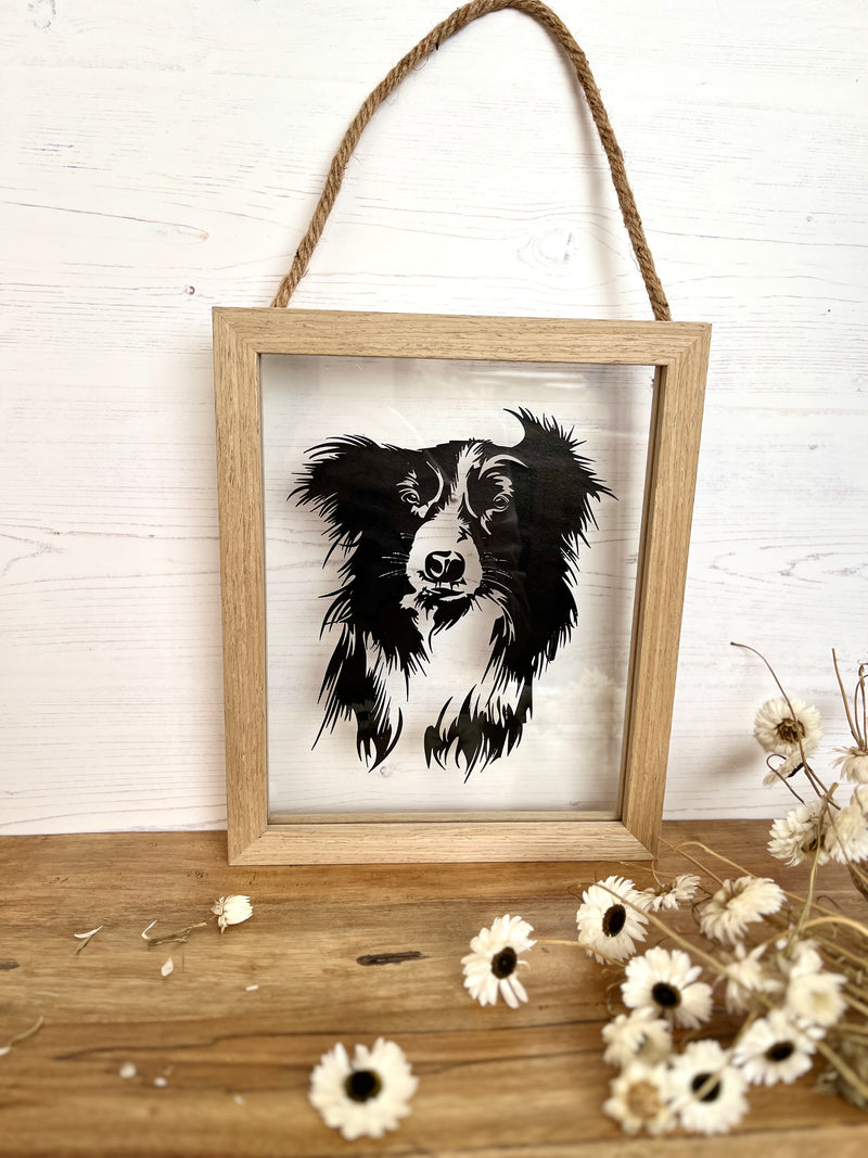 Border Collie Framed Papercut Art