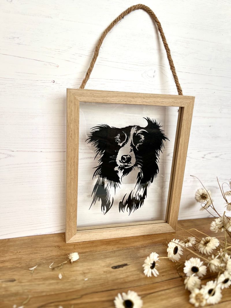 Border Collie Framed Papercut Art