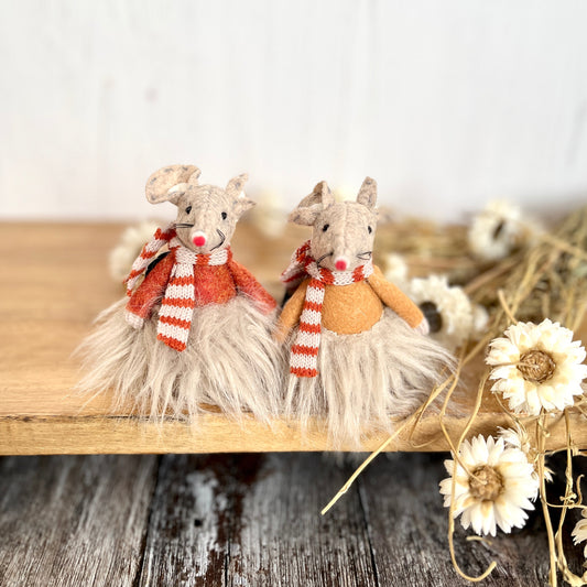 Spring Style Fluffy Felt Mouse Shelf Sitters