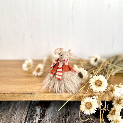 Spring Style Fluffy Felt Mouse Shelf Sitters