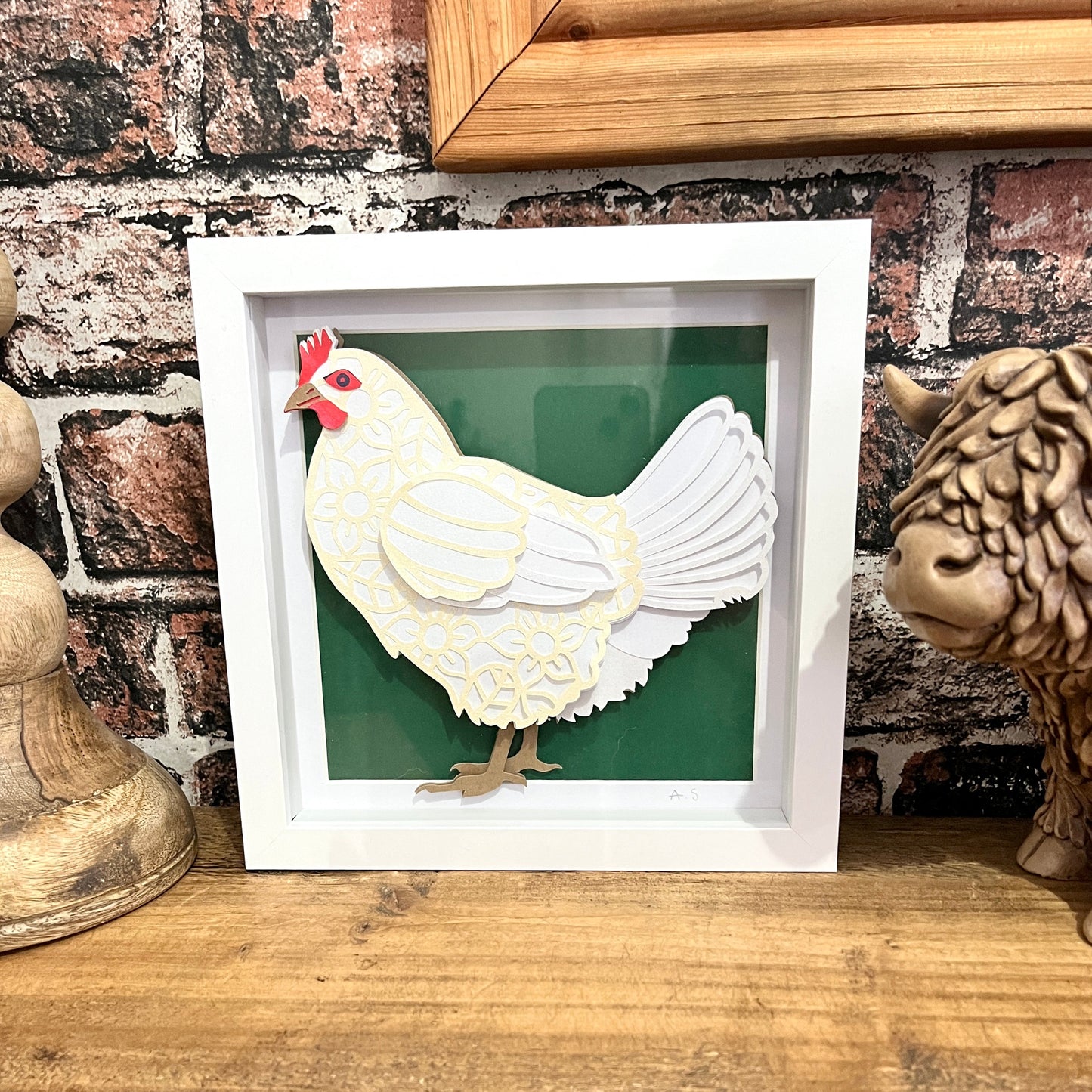 3D Layered Chicken Framed Papercut Art