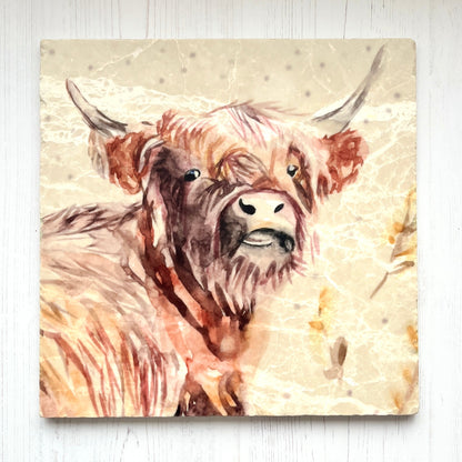 Large Highland Head Marble Trivet