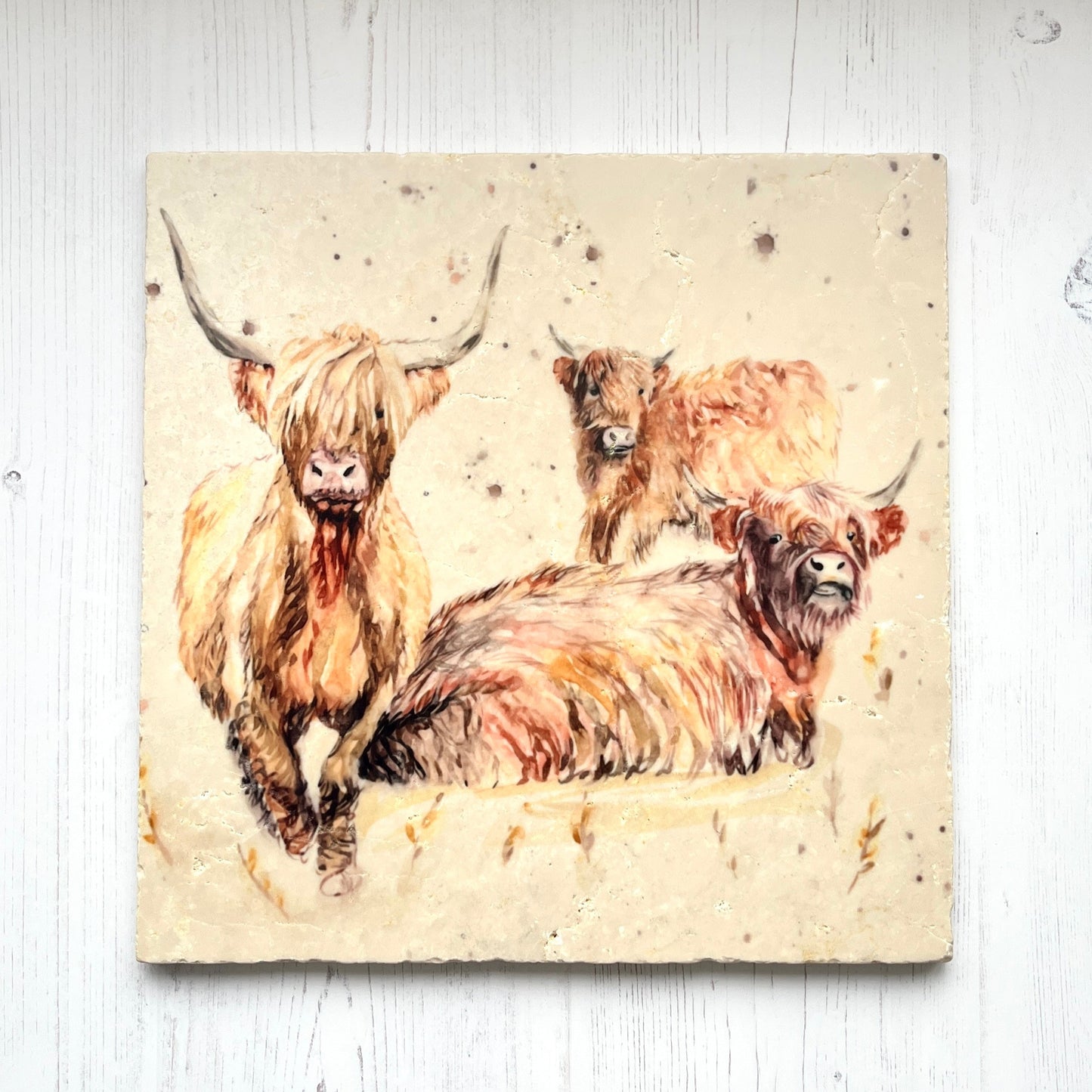 Large Highland Family Marble Trivet