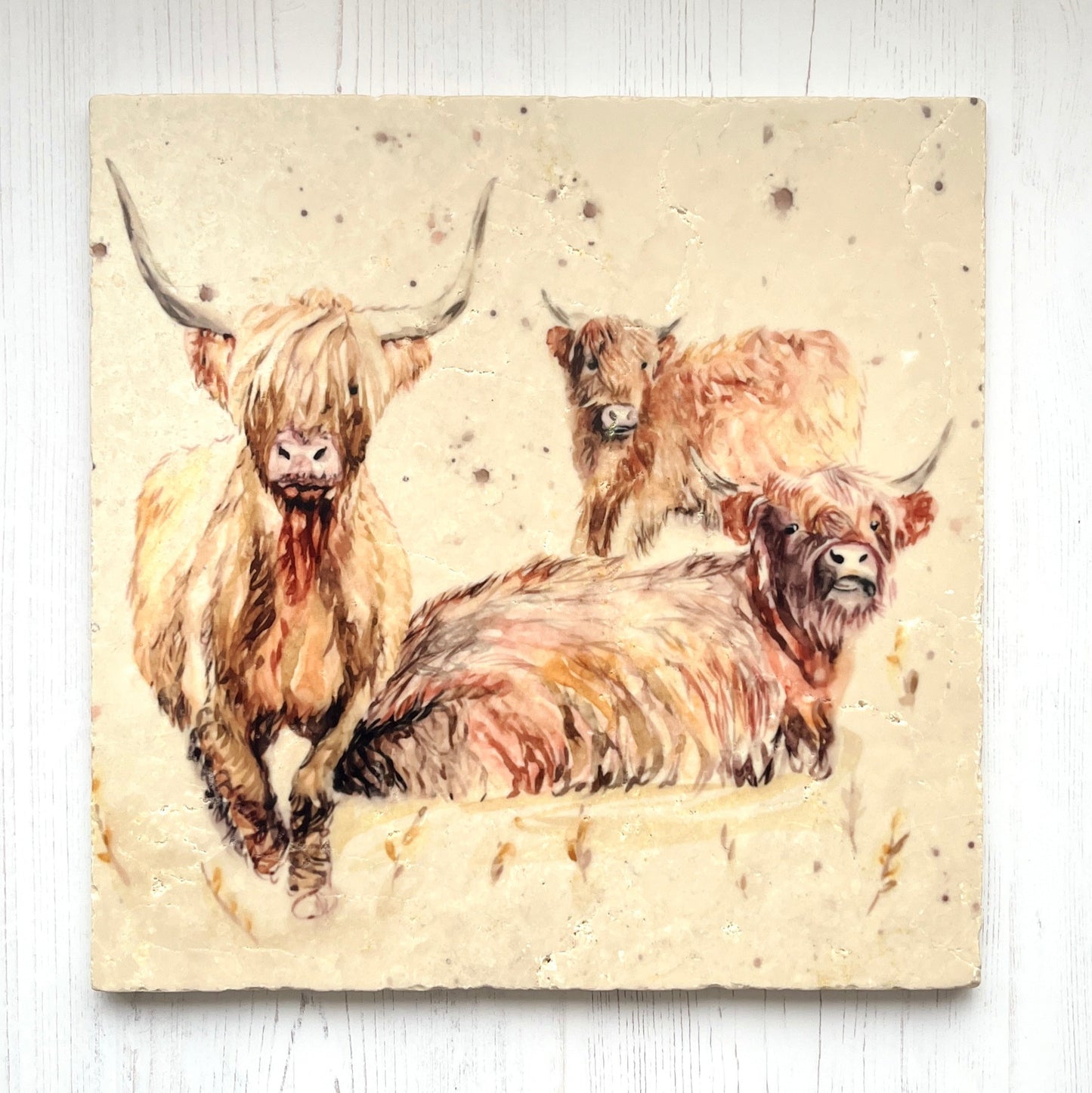 Large Highland Family Marble Trivet