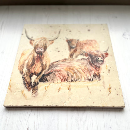 Large Highland Family Marble Trivet