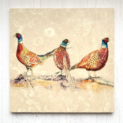 Large Pheasant Marble Trivet