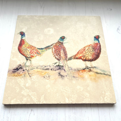 Large Pheasant Marble Trivet