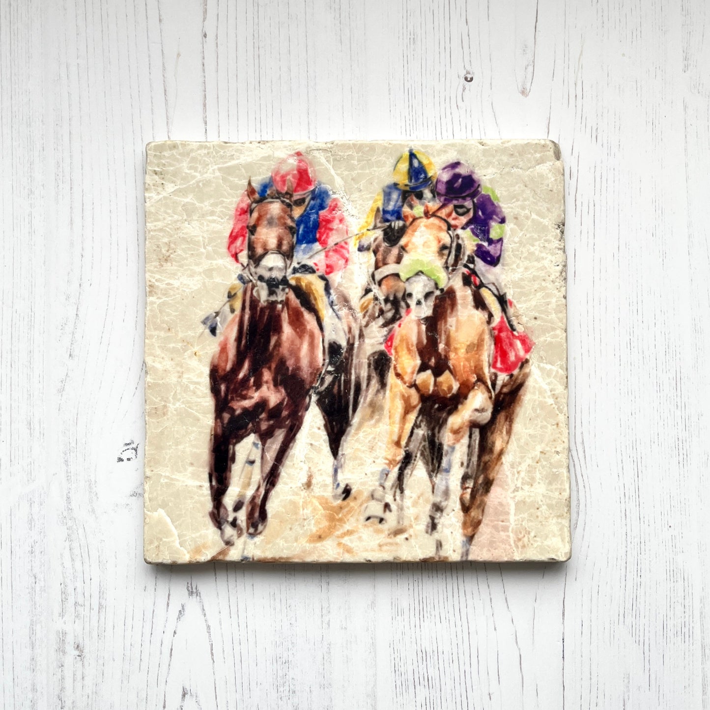 Square Marble Horse Racing Trivet