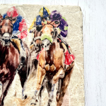 Square Marble Horse Racing Trivet