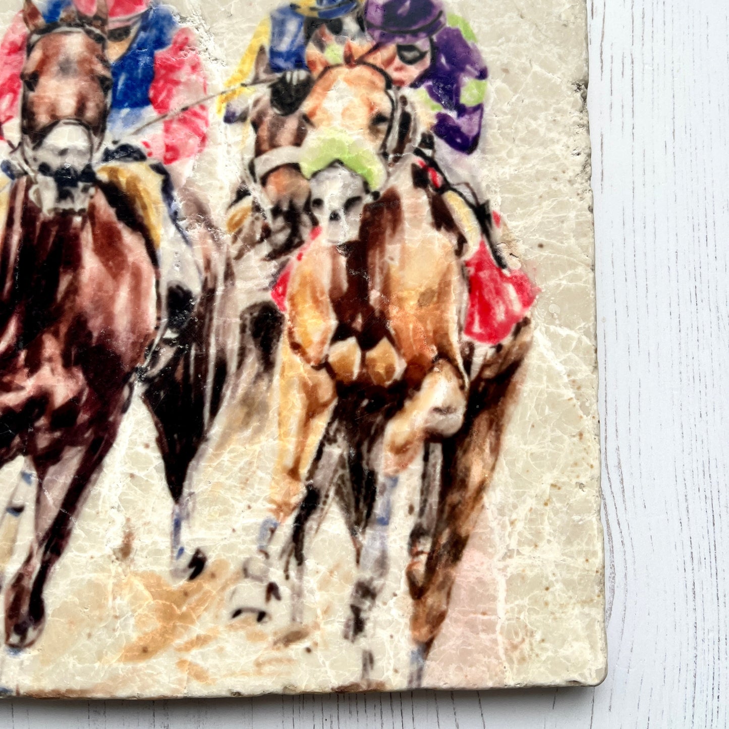 Square Marble Horse Racing Trivet