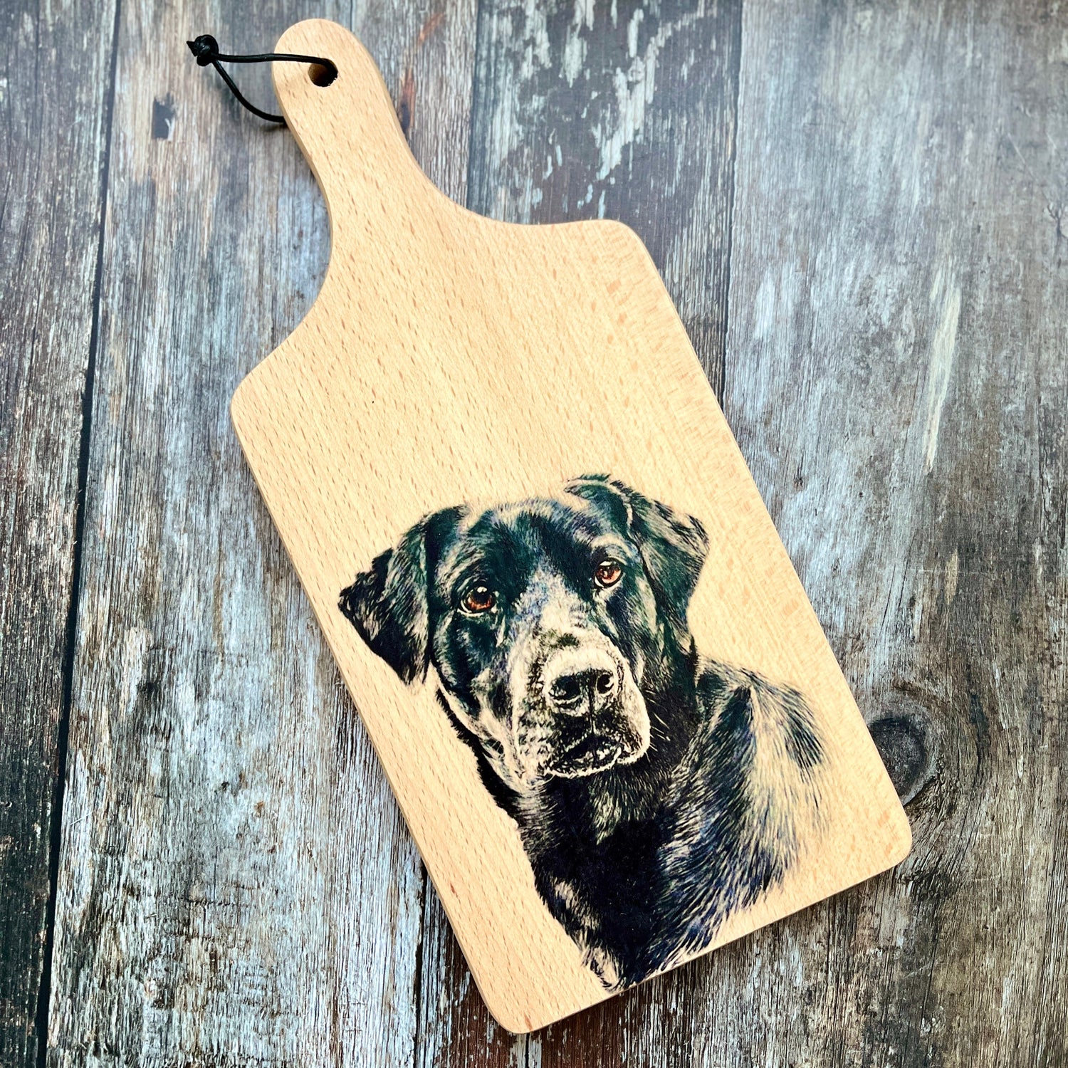 Black Labrador Beech Wood Paddle Chopping Board