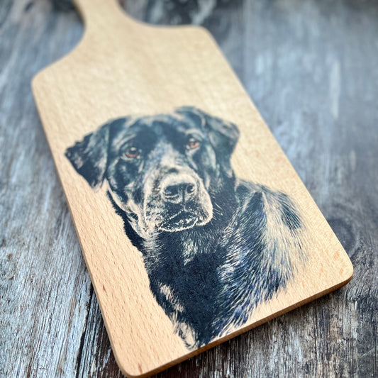 Black Labrador Beech Wood Paddle Chopping Board