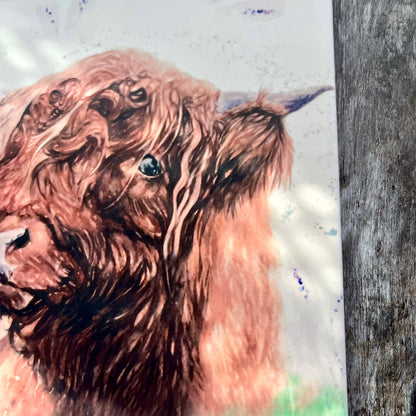 Square Ceramic Highland Cow Trivet