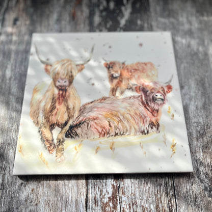 Highland Family Square Ceramic Trivet