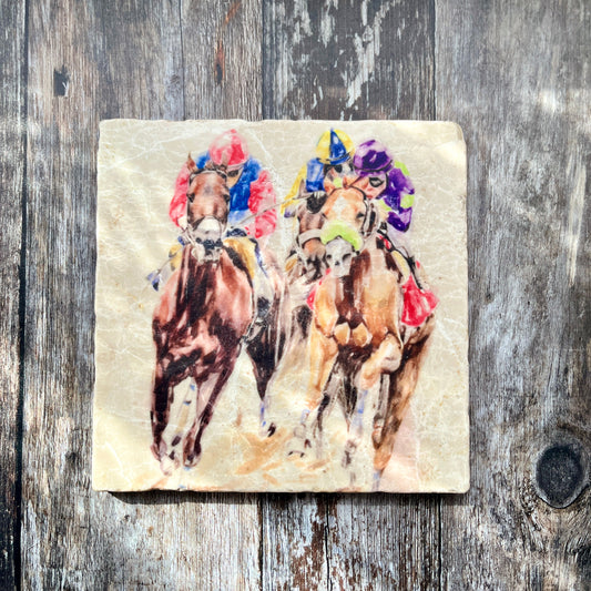 Square Marble Horse Racing Trivet