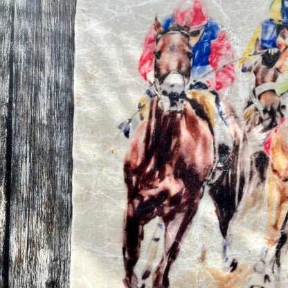 Square Marble Horse Racing Trivet