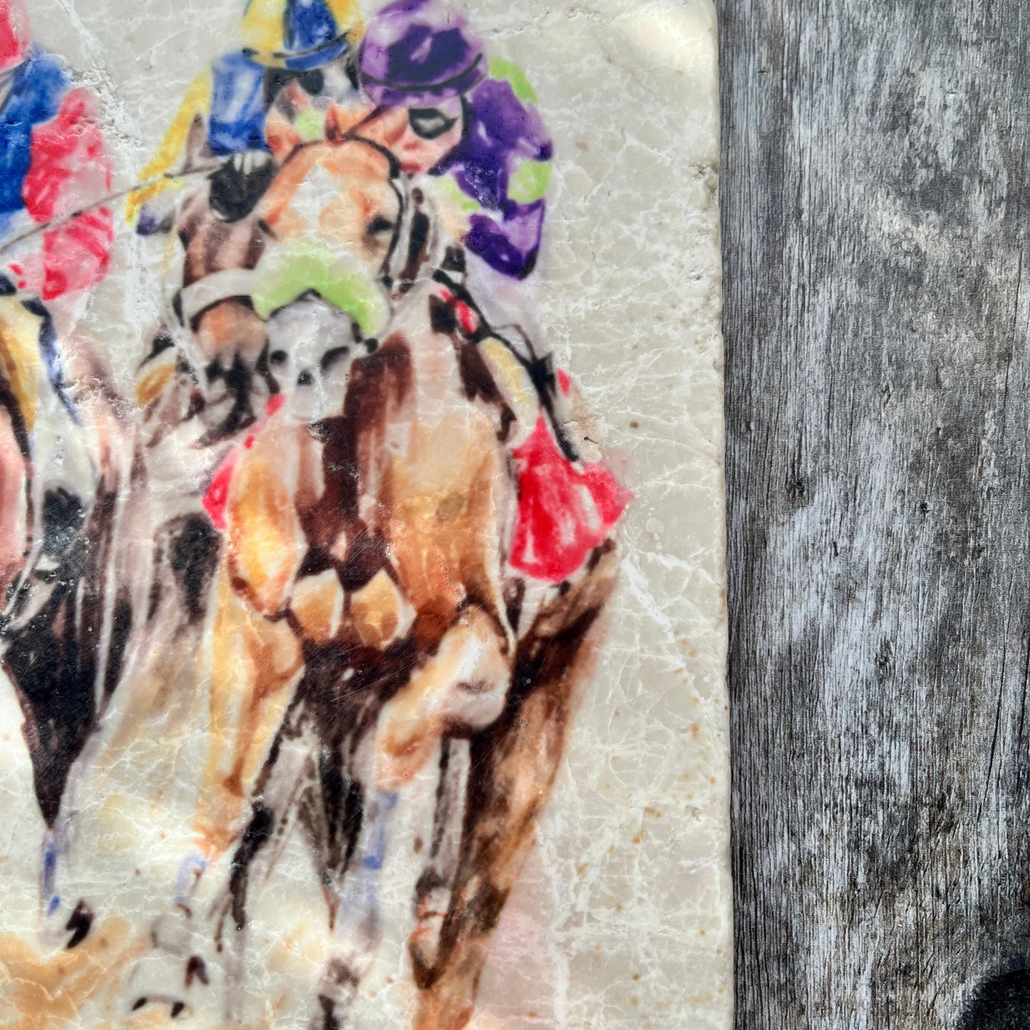 Square Marble Horse Racing Trivet