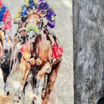Square Marble Horse Racing Trivet