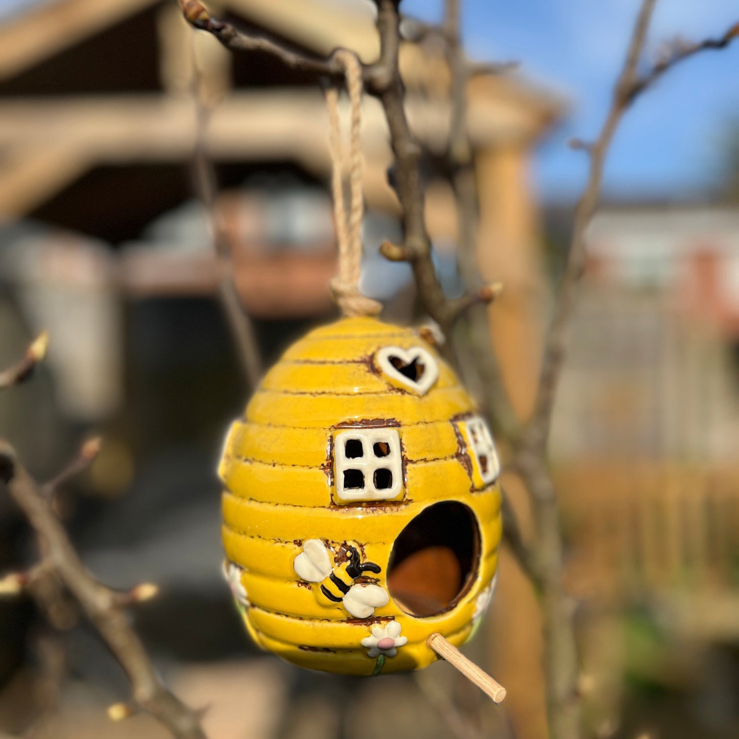 Ceramic Beehive Birdhouse