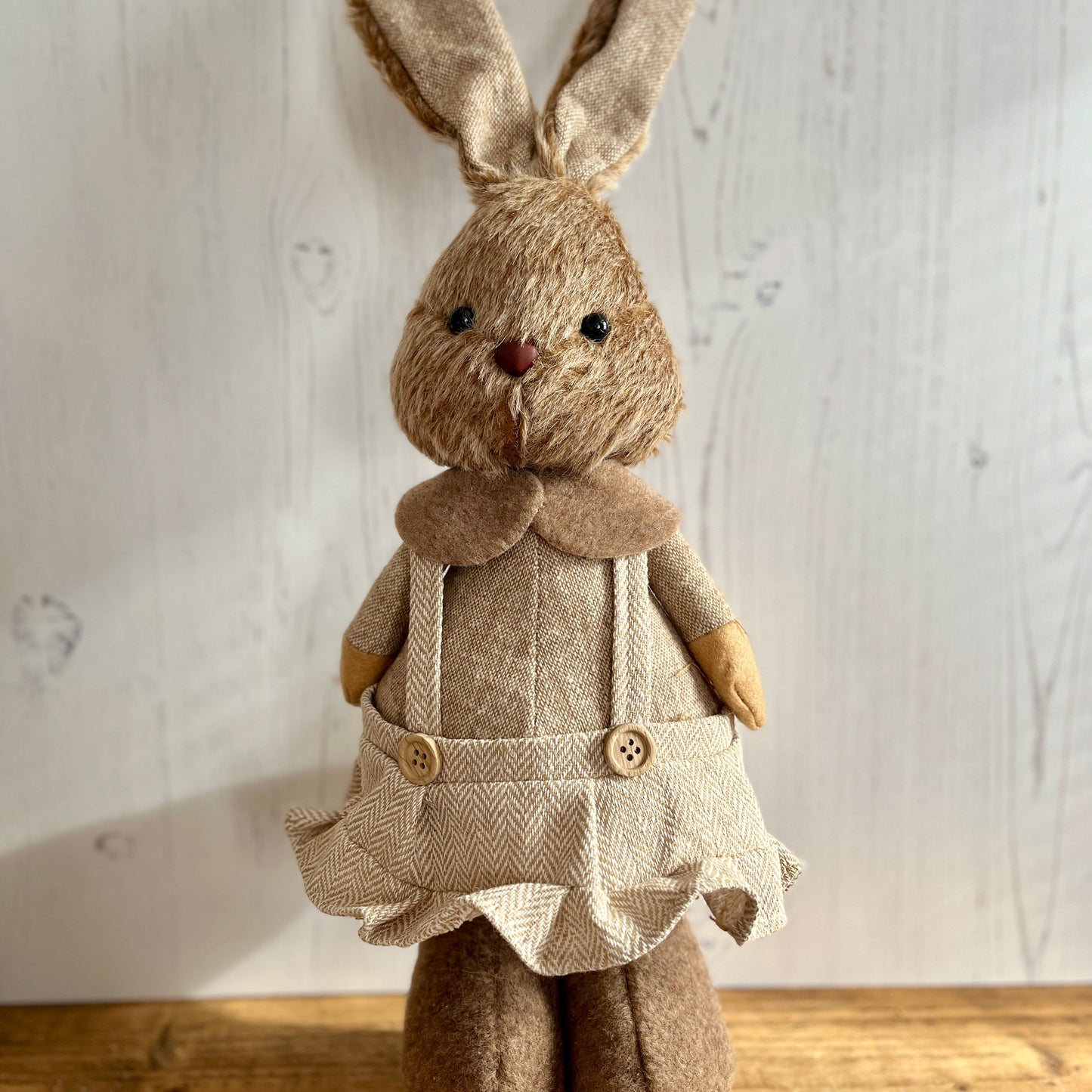 Freestanding Plush Bunny Figurine – Mr or Mrs Bunny, Rustic Easter Decor, Farmhouse Spring Ornament, Cute Plush Rabbit Decoration