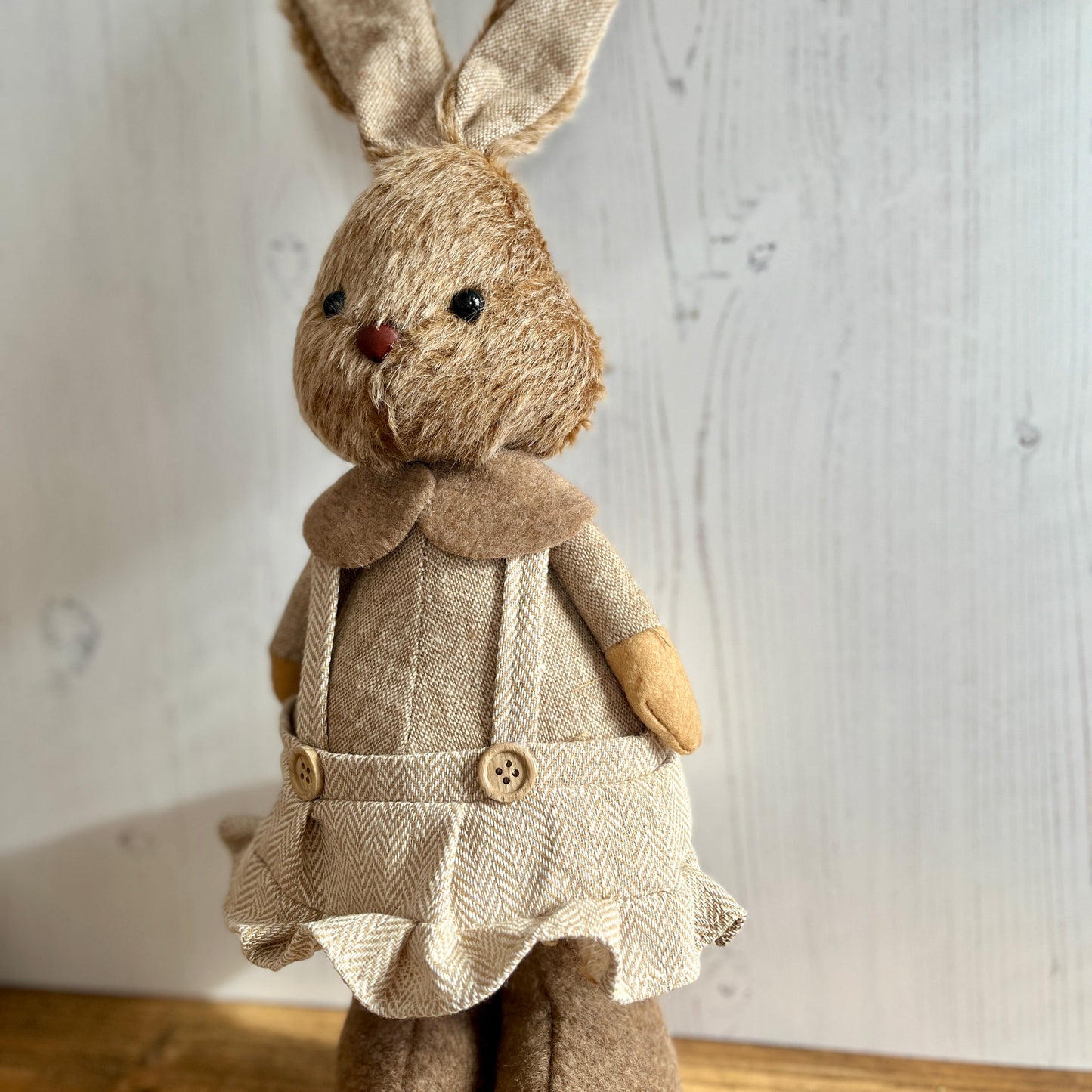 Freestanding Plush Bunny Figurine – Mr or Mrs Bunny, Rustic Easter Decor, Farmhouse Spring Ornament, Cute Plush Rabbit Decoration