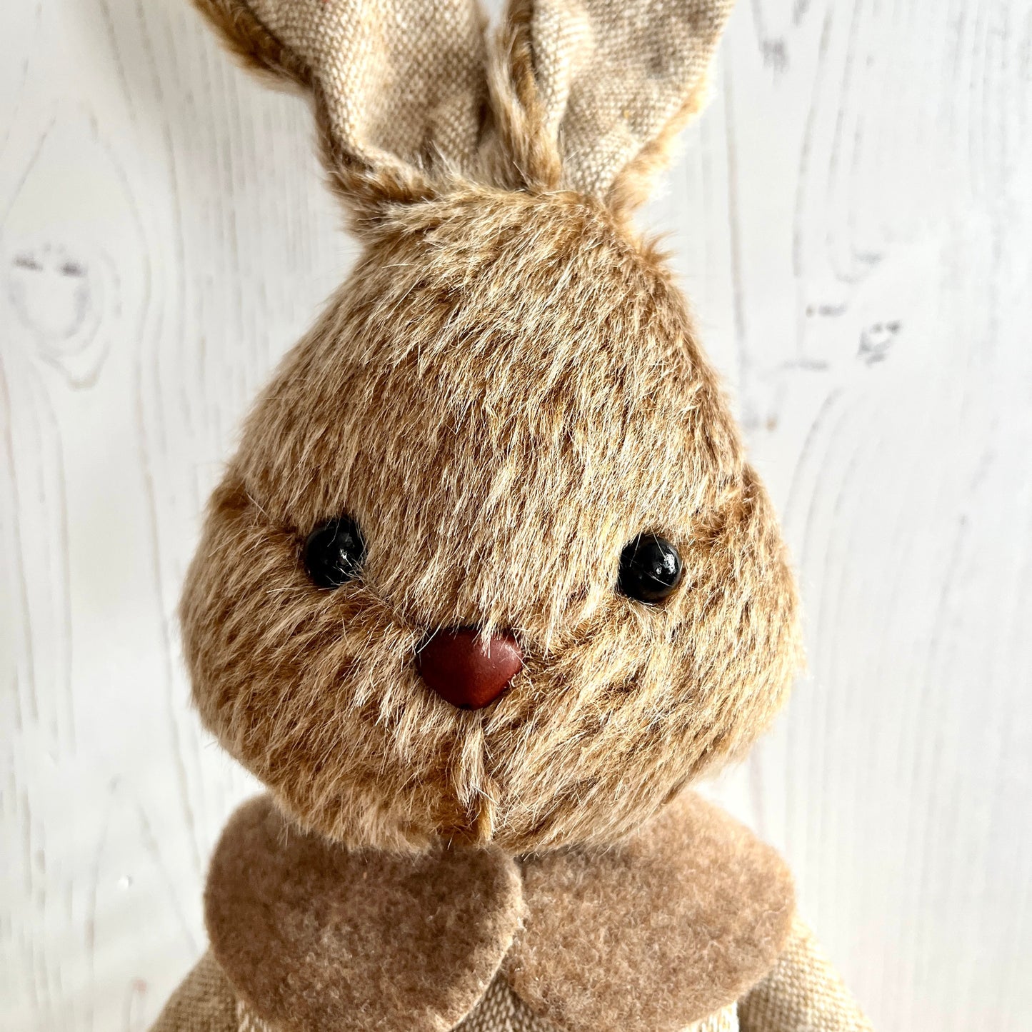 Freestanding Plush Bunny Figurine – Mr or Mrs Bunny, Rustic Easter Decor, Farmhouse Spring Ornament, Cute Plush Rabbit Decoration