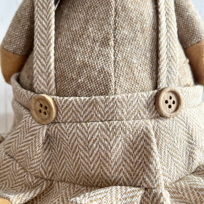 Freestanding Plush Bunny Figurine – Mr or Mrs Bunny, Rustic Easter Decor, Farmhouse Spring Ornament, Cute Plush Rabbit Decoration